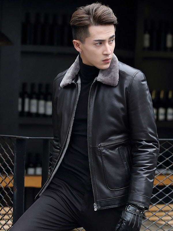 Male Short Chic Motorcycle Jacket - Thickened Coat - Minihomy