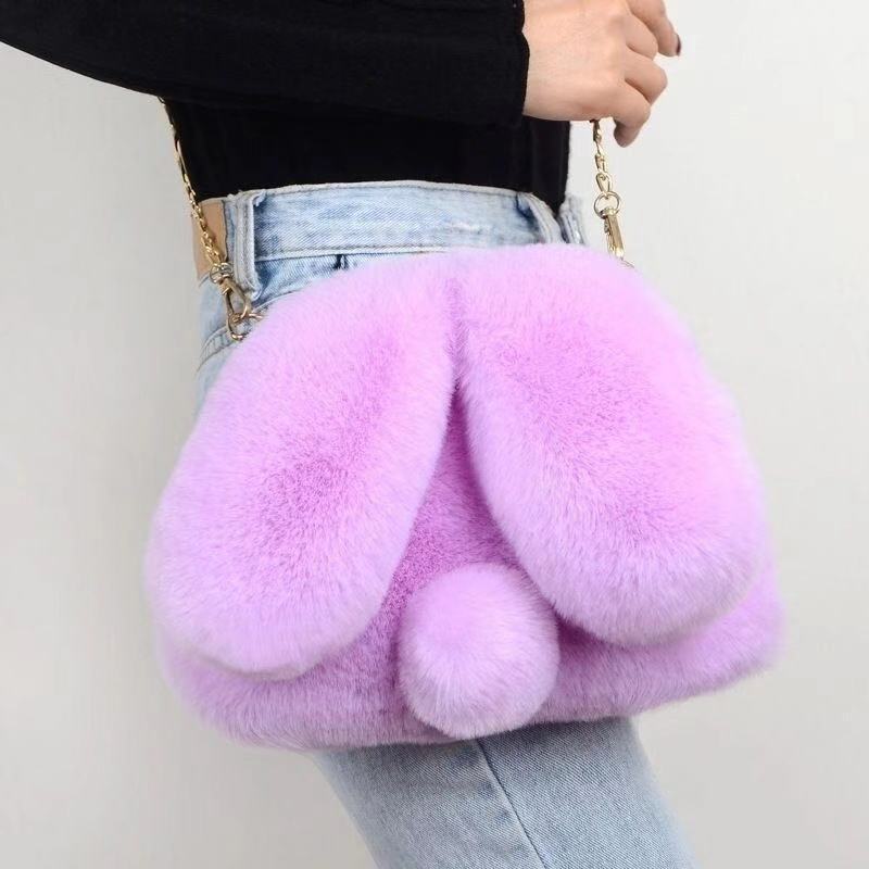 Women's Portable Plush Rabbit-themed Shoulder Bag