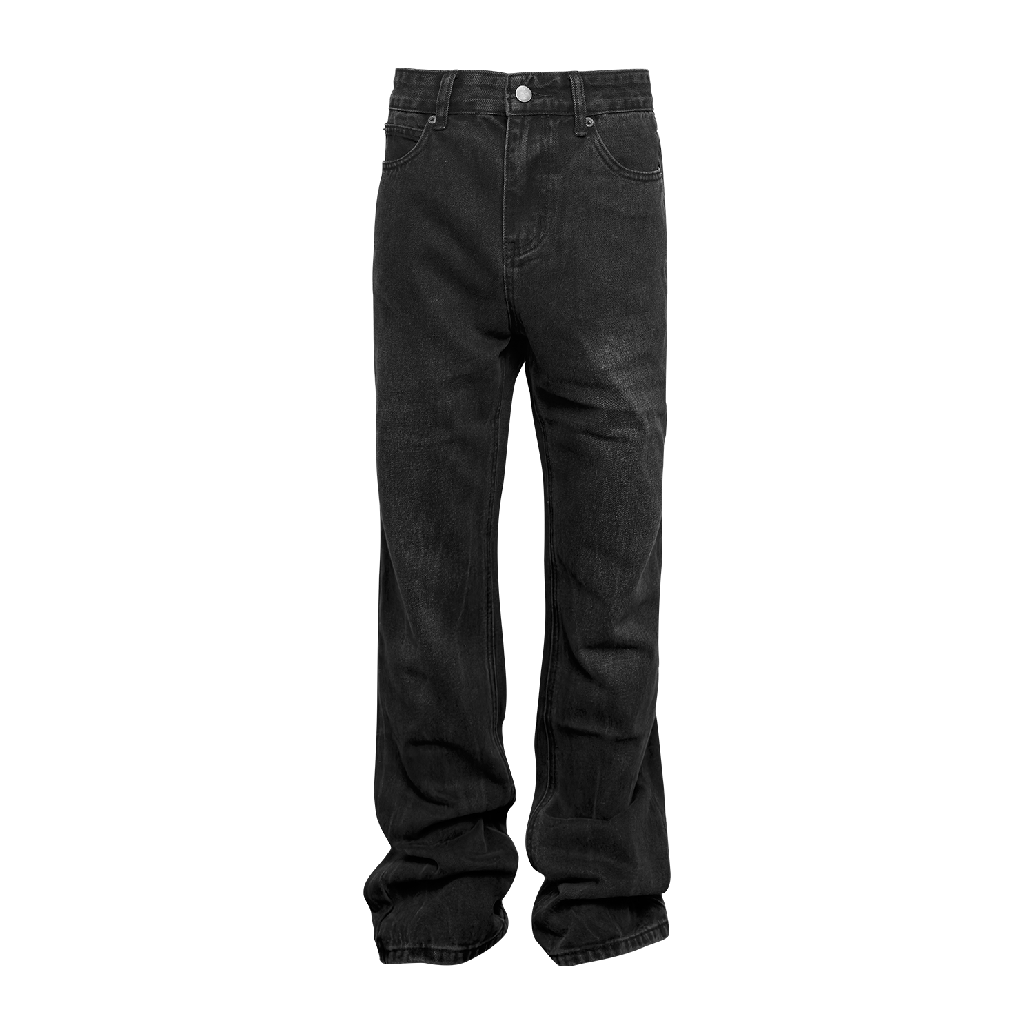 Washed Cracked Black Fit Denim Trousers