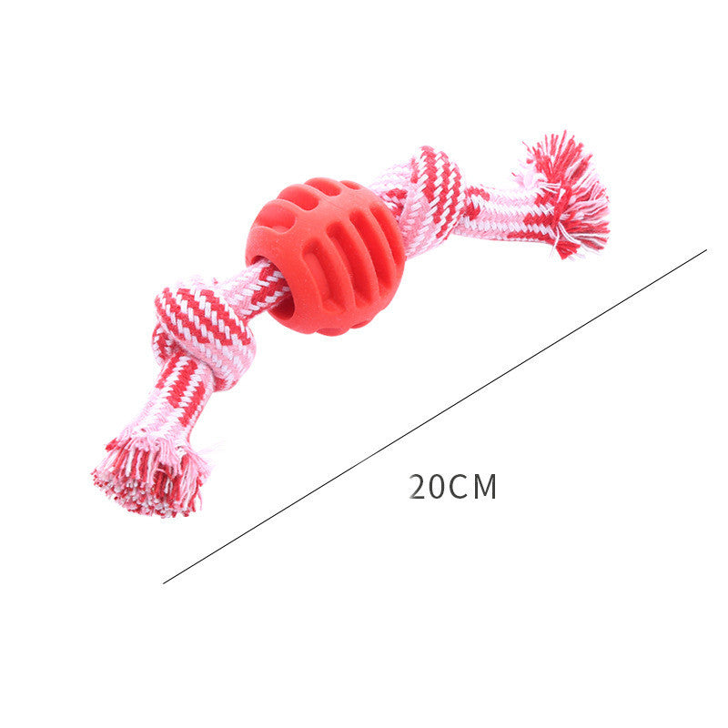 Dog Bite Resistant Teeth Cleaning Ball Toy - Double Knot Cotton Cord for Grinding & Cleaning Teeth - Minihomy