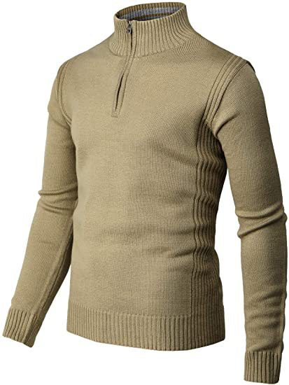 Men's Casual Slim Pullover Knit Zipper Stand Collar Polo Shirt - Minihomy