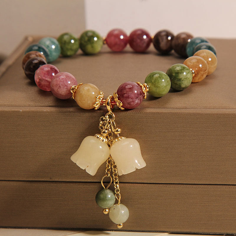 Natural Color Tourmaline Female Summer Ins Lily Pendant Bracelet - Minihomy