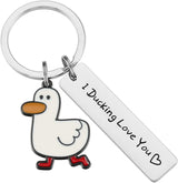 Funny Lover Gift Ducking Love You Cute Duck Pun Keychain Couples - Minihomy