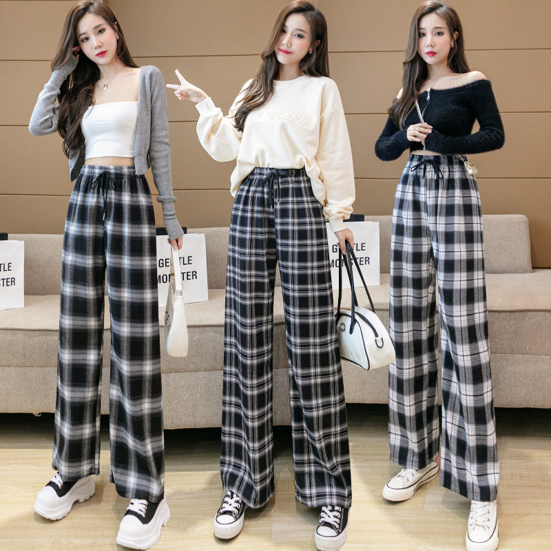 High Waist Loose Straight Drape Net Red Casual Pants Wide Leg Pants - Minihomy