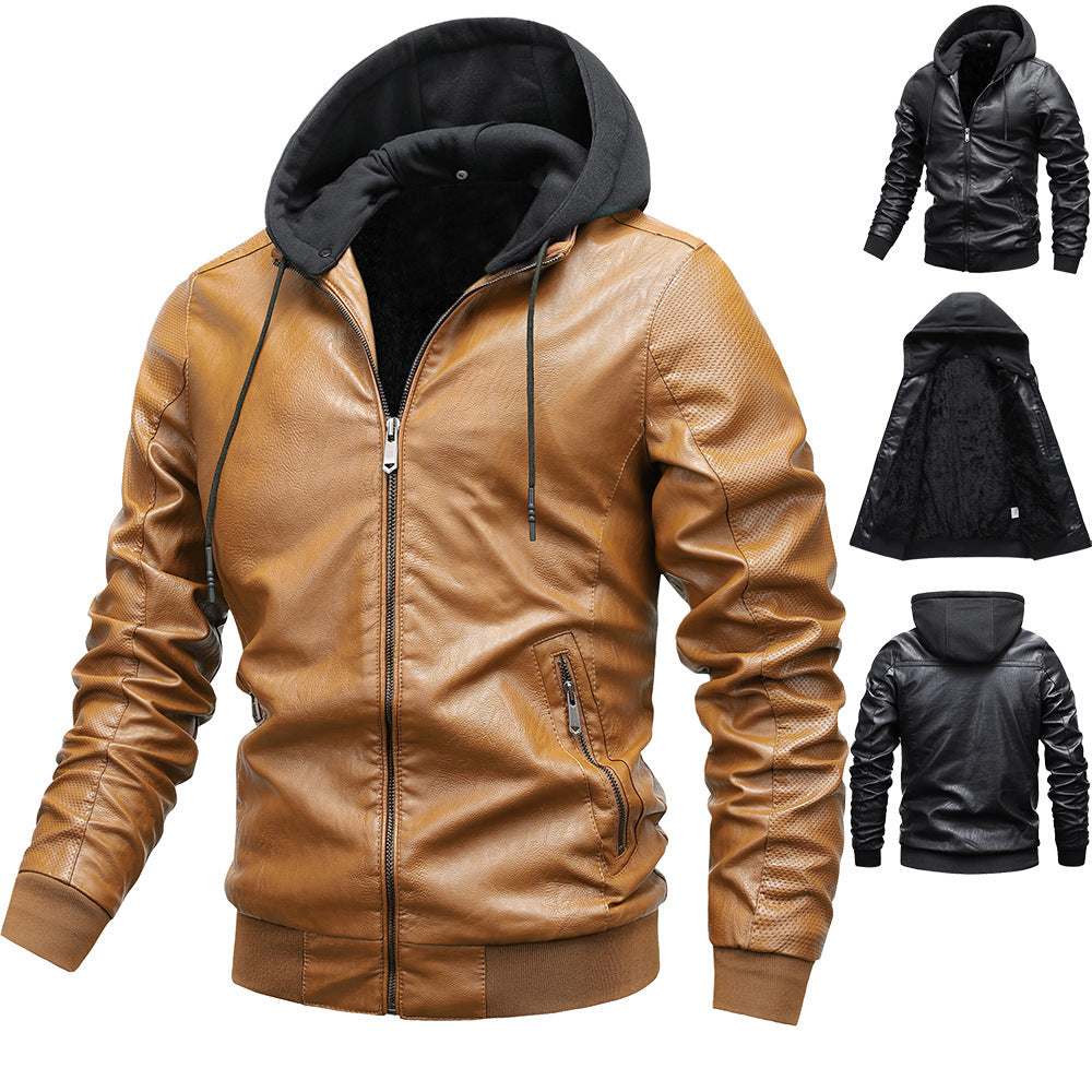 Winter Stand-collar PU Jacket Men