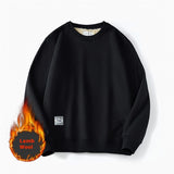 Men's Warm Fleece Sweatshirt - Solid Color Pullover Sweater