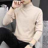 Men's Pure Color Half Collar Sweater: Embrace Casual Elegance - Minihomy