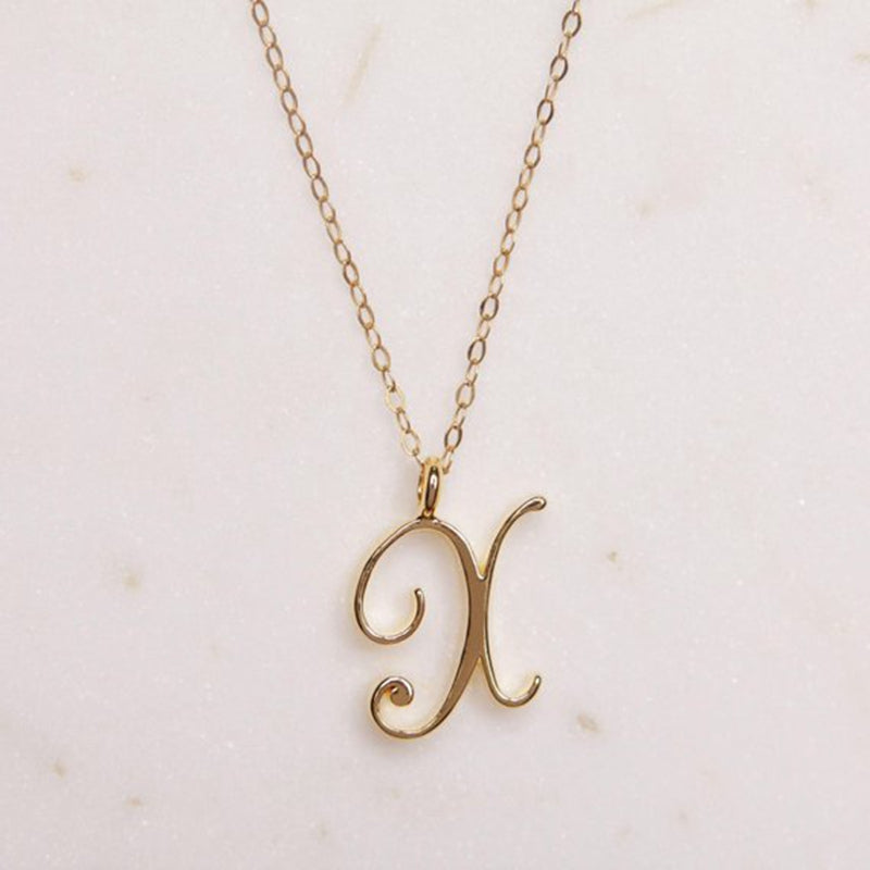 Gold 26 Old English Initial Letter Necklaces For Women - Minihomy