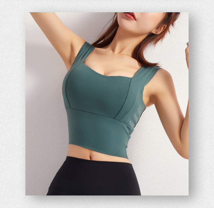 Yoga Crop Top For Women Sports Bra Solid Athletic Vest Gym Fitness Shirt Sportswear