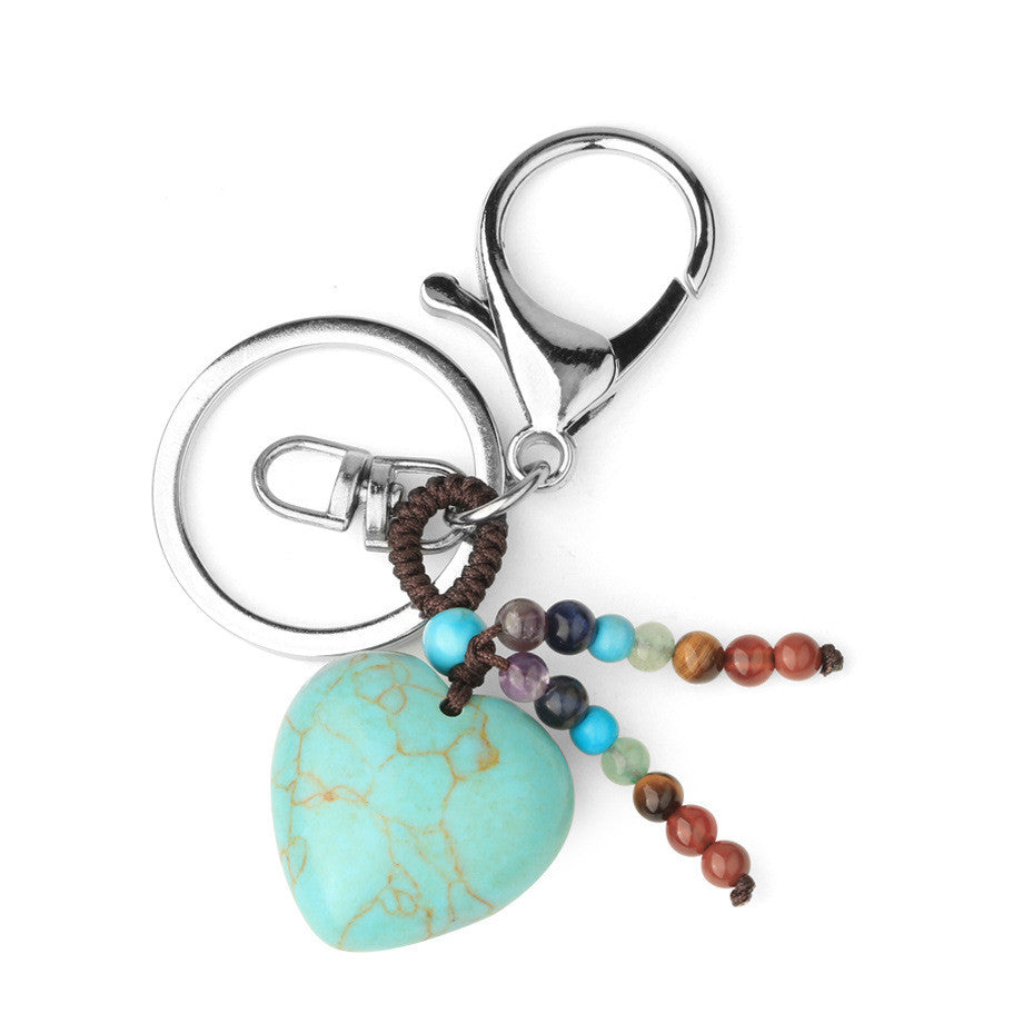 Love Natural Stone Crystal Keychain - Minihomy