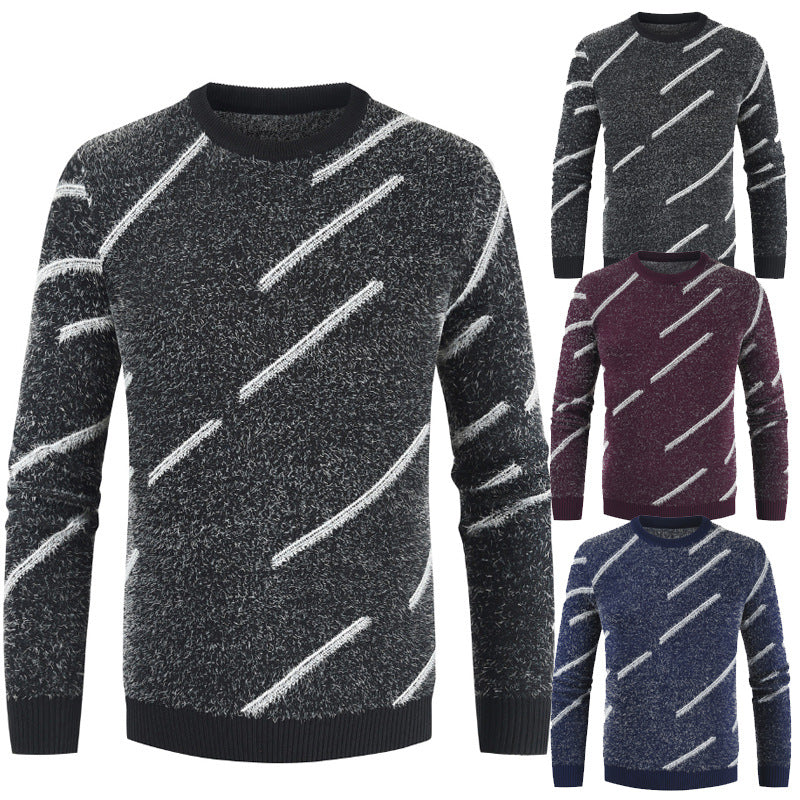 Round Neck Slim Mohair Sweater For Men