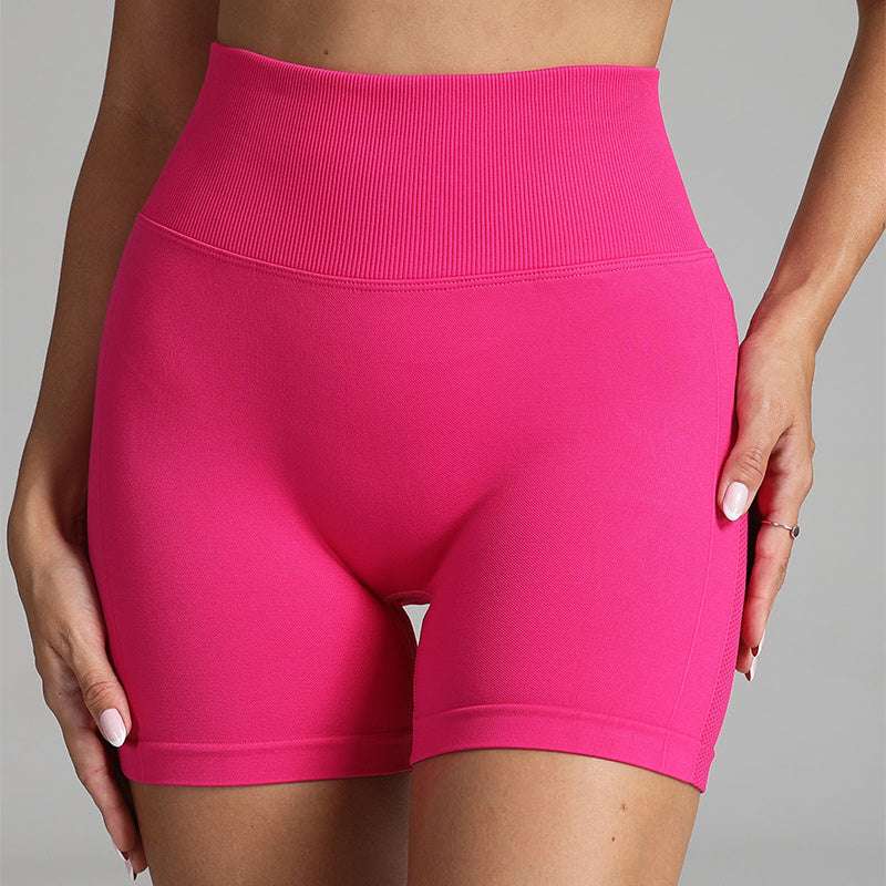 High Waist Yoga Shorts for Women - Seamless, Solid Color, Hip-Lifting Fitness Pants - Minihomy