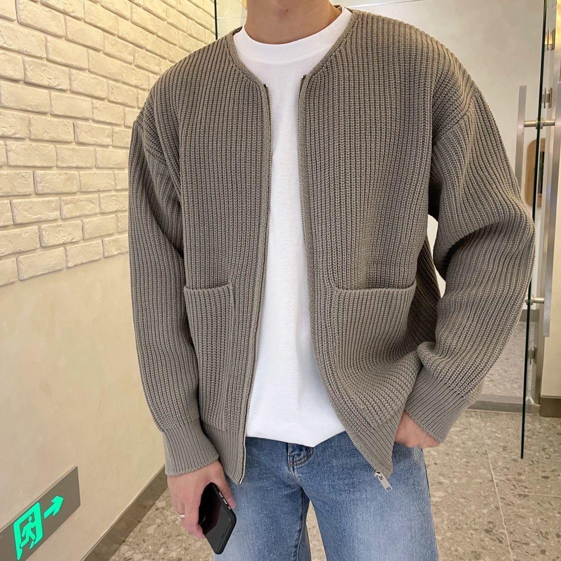 Spring Autumn Knitted Cardigan Men Casual Sweater Long Sleeve Knitwear