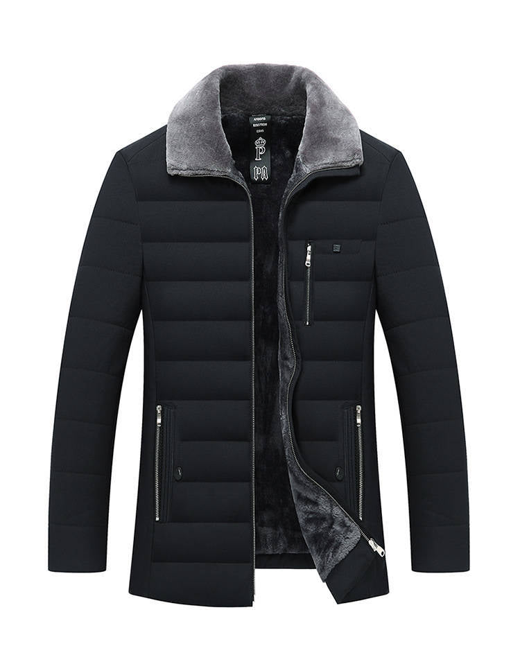 Men Lapel Short Padded Jacket Plus Velvet - Minihomy