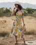 Floral Summer Beach Dress With V Neck Elastic Waist Dresses For Women - Minihomy