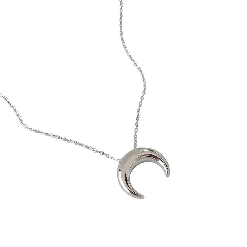 925 Sterling Silver Necklace INS Simple All-match Moon Necklace - Minihomy