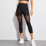 Mesh Stitching Capri  Sports Yoga Pants - Minihomy