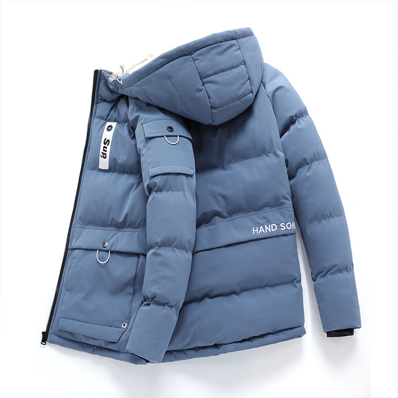 Men's Hooded Slim Fit Casual Down Cotton Padded Jacket: Stay Warm in Style - Minihomy