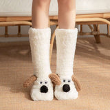 Cute Dog Slipper Socks: Warm, Plush, Non-Slip Women's Winter Socks