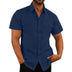 Men's Button Short Sleeve Shirt Summer Casual Double Pocket Wide Collar Beach Shirt Summer - Minihomy