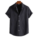 Casual Striped Short-sleeved Shirt For Men - Minihomy