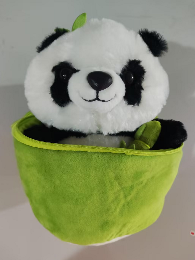 Adorable Simulated Bamboo Tube Flower Panda Pillow - Minihomy