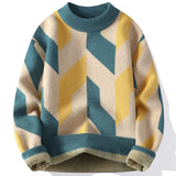 Round Neck Sweater - Autumn and Winter Cool Contrast Color Sweater