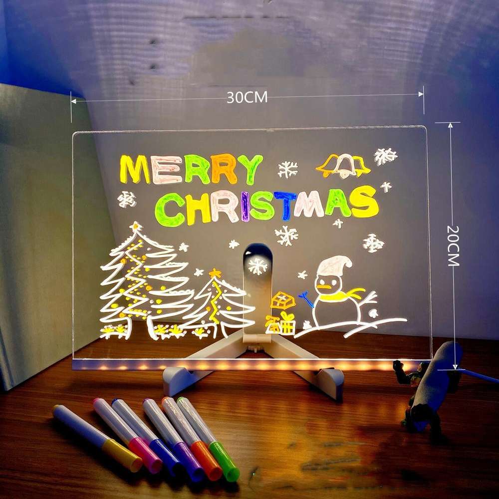 Acrylic DIY Note Board LED Night Light - Creative Message Board Holiday Lamp - Minihomy