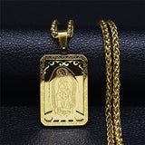 Retro Square Stainless Steel Gold Medal Necklace