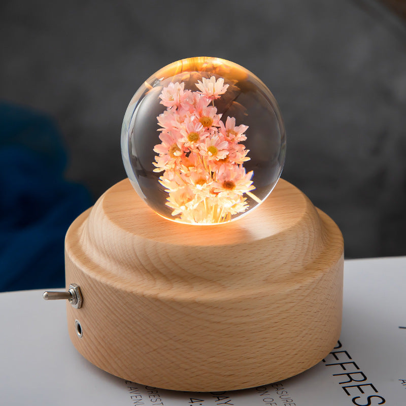 LED Night Light Flower Crystal Ball - Serene Ambiance for Bedroom Decor - Minihomy