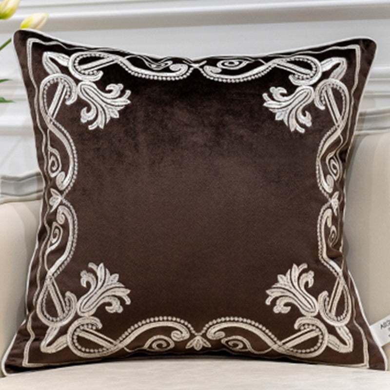 Embroidered Flannel Cushion Cover - Patterned Home Decor Pillowcase