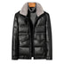 Men's Leather Down Short Jacket Fleece Padded Coat - Minihomy