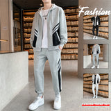 Men's Sports Sweater Suit Cardigan Hooded Sweatpants Two-piece Set High-end Running Sports Leisure - Minihomy