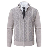 Fall Winter Men Woolen Sweater Men's Cardigan Coat Stand Collar - Minihomy