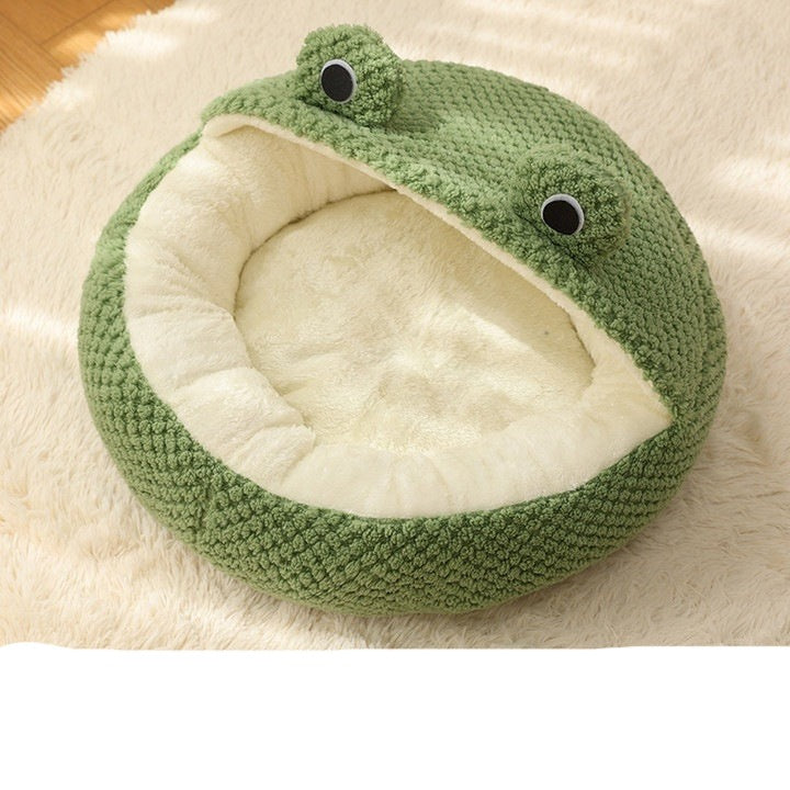 Pet Cat Dog Nest Little Frog Series Warm Plush Mat Autumn Winter Pet House - Minihomy