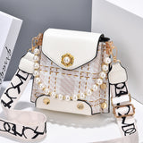 Women's Crossbody Bag, Cute Princess Wallet with Pearl Chain, Summer Shoulder Bag for Phone