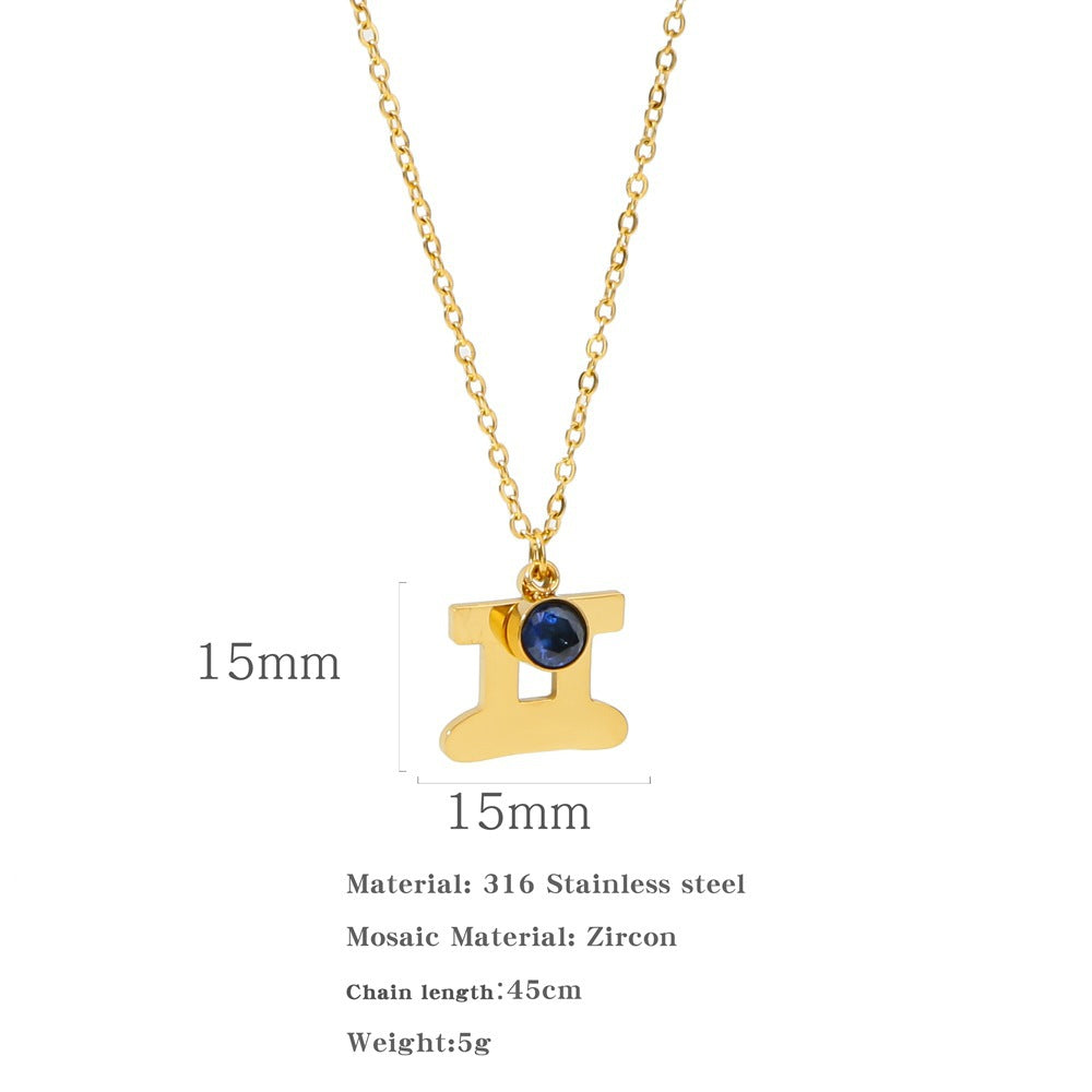 Necklace Stainless Steel Zircon Ornament: Adorn Yourself with Celestial Elegance - Minihomy