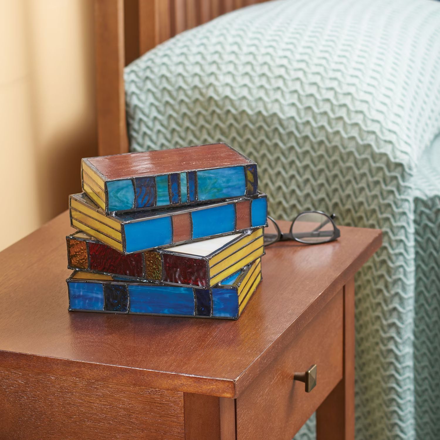 Stacked Books Lamp - Handcrafted Resin Nightstand Desk Lamp