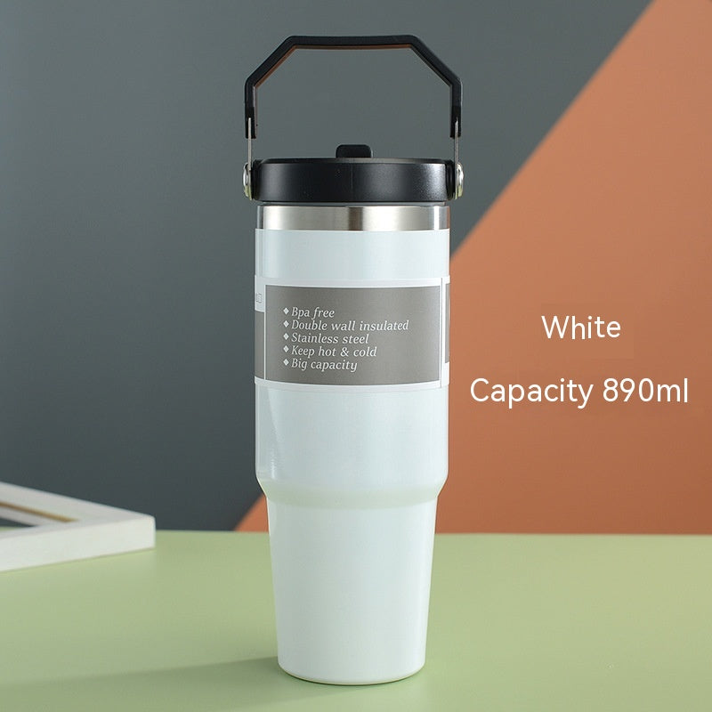 Portable Stainless Steel Travel Tumbler - Insulated Water Bottle with Handle Cover - Minihomy