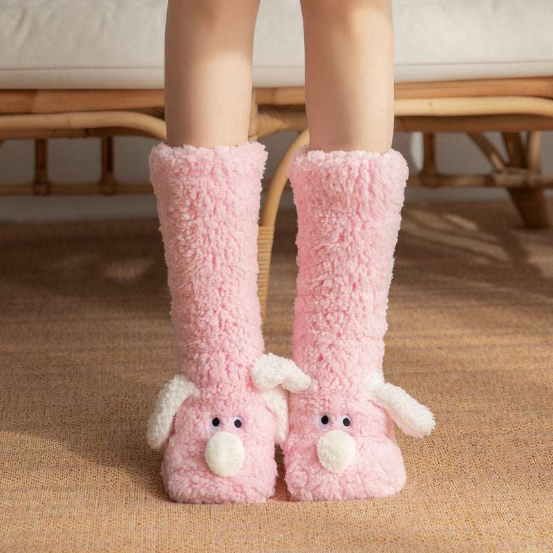 Cute Dog Slipper Socks: Warm, Plush, Non-Slip Women's Winter Socks