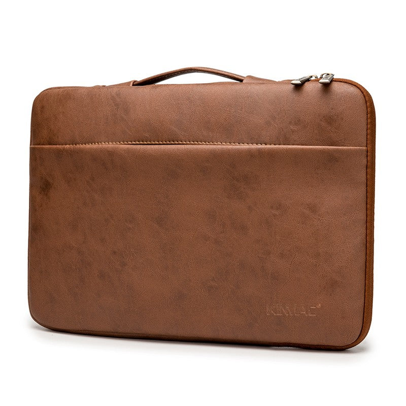 Leather Laptop Bag With Portable Liner - Minihomy