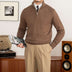 Commuter Slim-Fit Stand-up Collar Zipper Wool Sweater - Minihomy