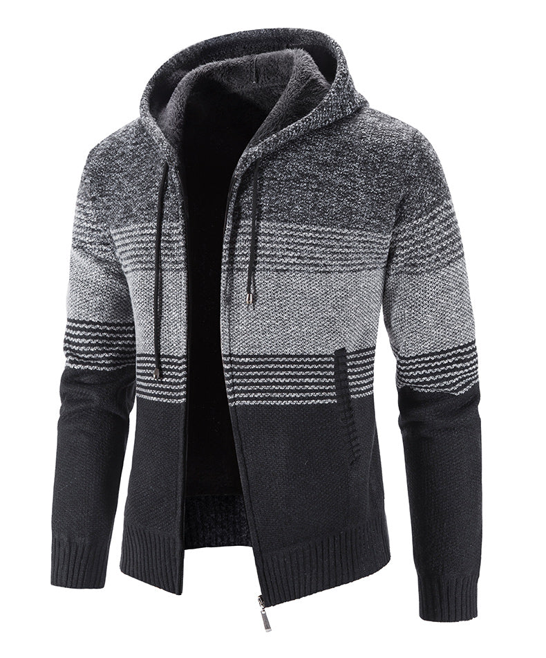 Hooded Fleece Thick Cardigan Sweater - Minihomy