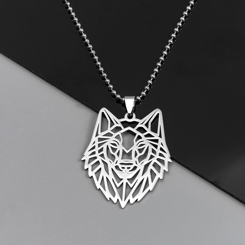 Stainless Steel Wolf Head Pendant Necklace - Animal Jewelry