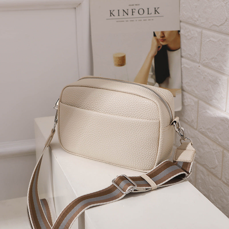 Solid Color Messenger Bag Women's Wide Shoulder Strap Shoulder Small Square Bag