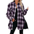 Plaid Shirt Women Spring Mid-length Loose Blouse Turndown Collar Shirt Clothing - Minihomy