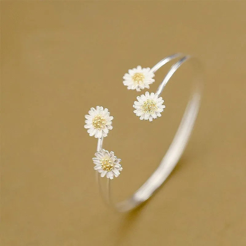 S925 Sterling Silver sweet temperament double Daisy Bracelet