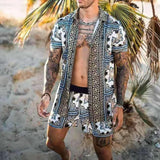 Floral Shirt Beach Two Piece Suit Men Sets - Minihomy