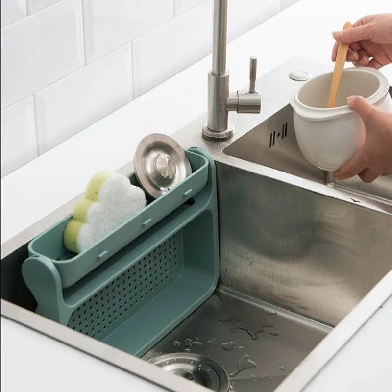 Kitchen Punch-free Drain Rack Vegetables Fruits Cleaning Drain Basket Folding Rack Home Storage Rack Kitchen Storage Shelf - Minihomy