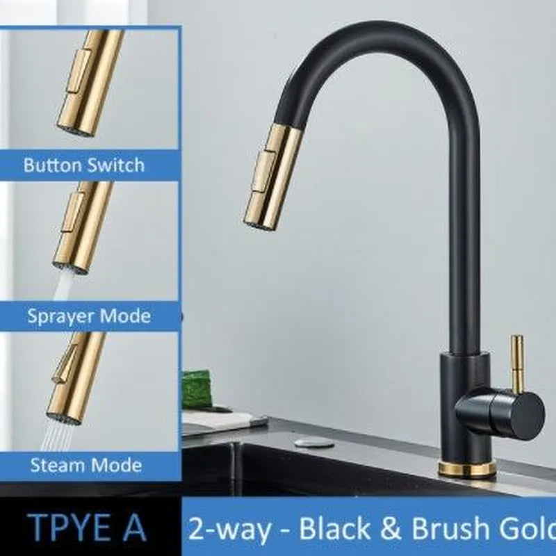 304 Stainless Steel Kitchen Pull-out Faucet - Minihomy